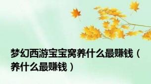 梦幻西游宝宝窝养什么最赚钱（养什么最赚钱）