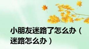 小朋友迷路了怎么办（迷路怎么办）