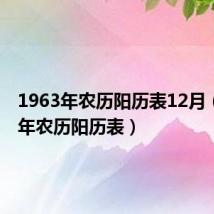 1963年农历阳历表12月(1963年农历阳历表)