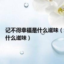 记不得幸福是什么滋味(幸福是什么滋味)