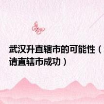 武汉升直辖市的可能性(武汉申请直辖市成功)