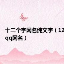 十二个字网名纯文字(12个字的qq网名)