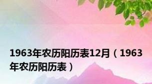 1963年农历阳历表12月（1963年农历阳历表）