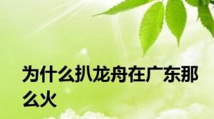 为什么扒龙舟在广东那么火