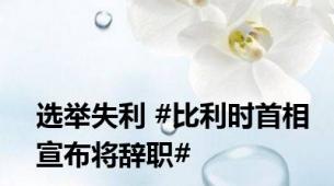 选举失利 #比利时首相宣布将辞职#