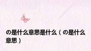 の是什么意思是什么（の是什么意思）