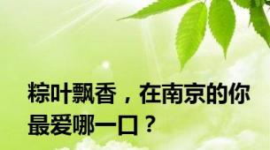 粽叶飘香，在南京的你最爱哪一口？