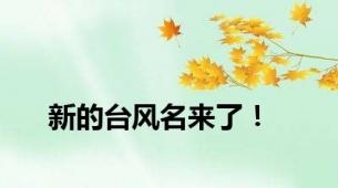 新的台风名来了！