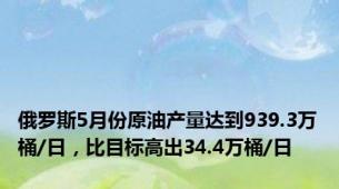 俄罗斯5月份原油产量达到939.3万桶/日，比目标高出34.4万桶/日
