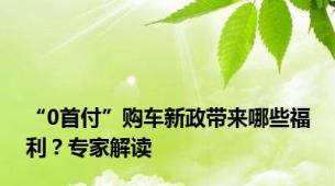 “0首付”购车新政带来哪些福利？专家解读