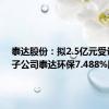 泰达股份：拟2.5亿元受让控股子公司泰达环保7.488%股权