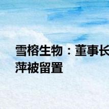 雪榕生物：董事长杨勇萍被留置