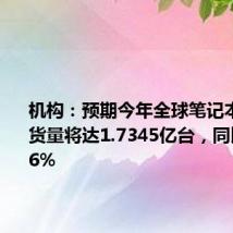 机构:预期今年全球笔记本电脑出货量将达1.7345亿台,同比增长3.6%
