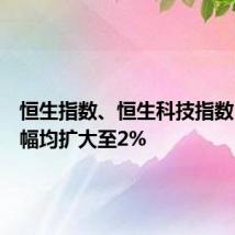 恒生指数、恒生科技指数日内跌幅均扩大至2%