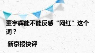 董宇辉能不能反感“网红”这个词？| 新京报快评