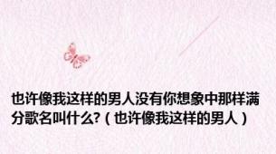 也许像我这样的男人没有你想象中那样满分歌名叫什么?（也许像我这样的男人）