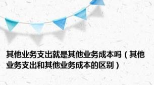 其他业务支出就是其他业务成本吗（其他业务支出和其他业务成本的区别）