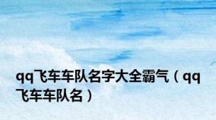 qq飞车车队名字大全霸气（qq飞车车队名）
