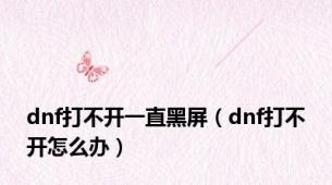 dnf打不开一直黑屏（dnf打不开怎么办）