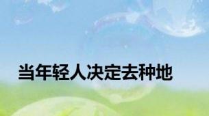 当年轻人决定去种地