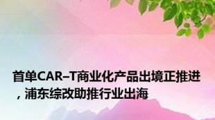 首单CAR–T商业化产品出境正推进，浦东综改助推行业出海
