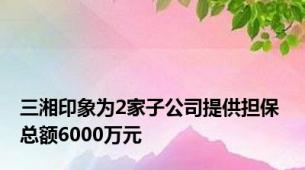 三湘印象为2家子公司提供担保 总额6000万元