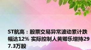 ST航高：股票交易异常波动累计跌幅达12% 实际控制人黄卿乐增持297.3万股