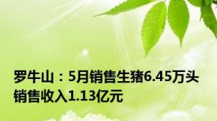 罗牛山：5月销售生猪6.45万头 销售收入1.13亿元