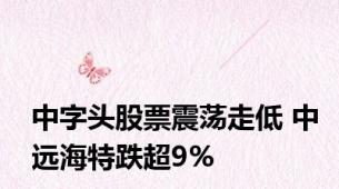 中字头股票震荡走低 中远海特跌超9%