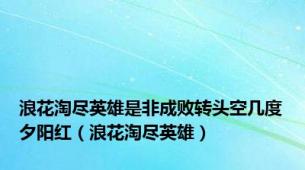 浪花淘尽英雄是非成败转头空几度夕阳红（浪花淘尽英雄）