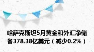 哈萨克斯坦5月黄金和外汇净储备378.38亿美元（减少0.2%）
