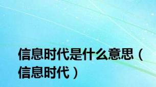 信息时代是什么意思（信息时代）