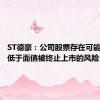ST德豪：公司股票存在可能因股价低于面值被终止上市的风险
