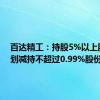 百达精工：持股5%以上股东计划减持不超过0.99%股份