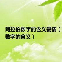 阿拉伯数字的含义爱情（阿拉伯数字的含义）