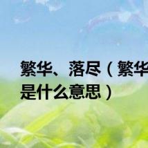繁华、落尽（繁华落尽是什么意思）
