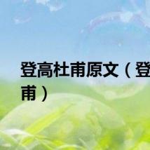 登高杜甫原文（登高杜甫）