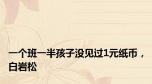 一个班一半孩子没见过1元纸币，白岩松