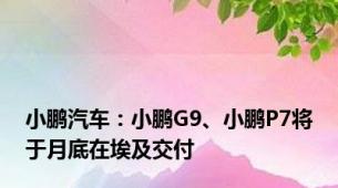 小鹏汽车：小鹏G9、小鹏P7将于月底在埃及交付