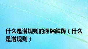 什么是潜规则的通俗解释（什么是潜规则）