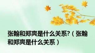 张翰和郑爽是什么关系?（张翰和郑爽是什么关系）