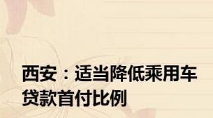 西安：适当降低乘用车贷款首付比例