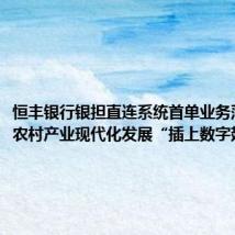 恒丰银行银担直连系统首单业务落地,为农村产业现代化发展“插上数字翅膀”