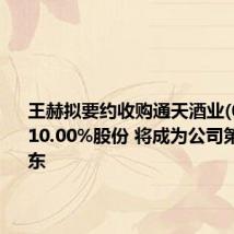 王赫拟要约收购通天酒业(00389约10.00%股份 将成为公司第三大股东