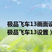 极品飞车13画面设置(极品飞车13设置)