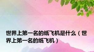 世界上第一名的纸飞机是什么（世界上第一名的纸飞机）