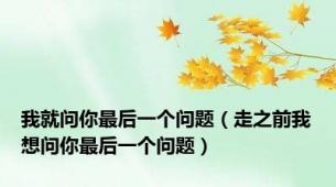 我就问你最后一个问题（走之前我想问你最后一个问题）