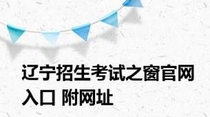 辽宁招生考试之窗官网入口 附网址
