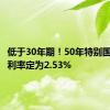 低于30年期！50年特别国债票面利率定为2.53%