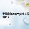 春天最有名的十首诗（写春景的诗句）